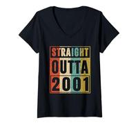 Mujer Straight Outta 2001 Classic Birth of Birthday 2001 Vintage Camiseta Cuello V