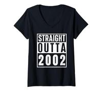 Mujer Straight Outta 2002 Birth of Birthday Classic Years Vintage Camiseta Cuello V