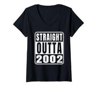Mujer Straight Outta 2002 Classic 2002 Vintage Birth of Birthday Camiseta Cuello V