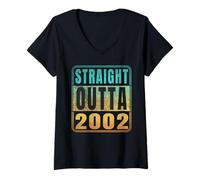 Mujer Straight Outta 2002 Classic Birth of Birthday Years Retro Camiseta Cuello V