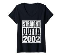 Mujer Straight Outta 2002 Classic Years Birth of Birthday Vintage Camiseta Cuello V