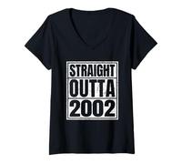 Mujer Straight Outta 2002 Classic Years Vintage Birth of Birthday Camiseta Cuello V