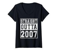 Mujer Straight Outta 2007 Classic Birth of Birthday Year Vintage Camiseta Cuello V