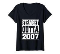 Mujer Straight Outta 2007 Vintage Year 2007 Men Women Birthday Camiseta Cuello V