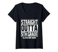Mujer Straight Outta 5th Grade Graduation Class 2026 Fifth Grade Camiseta Cuello V