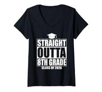 Mujer Straight Outta 8th Grade Graduation Class 2026 Eighth Grade Camiseta Cuello V
