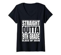 Mujer Straight Outta 9th Grade Class 2026 Graduation Ninth Grade Camiseta Cuello V