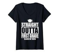 Mujer Straight Outta First Grade Graduation Class 2026 1st Grade Camiseta Cuello V