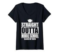Mujer Straight Outta Middle School Graduation Class 2026 Graduate Camiseta Cuello V