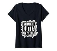 Mujer Straight Outta My Sixties - 70 cumpleaños para hombre y mujer Camiseta Cuello V