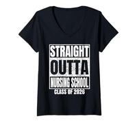 Mujer Straight Outta Nursing School Graduate Class 2026 Graduation Camiseta Cuello V