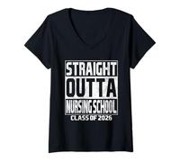Mujer Straight Outta Nursing School Graduation Class 2026 School Camiseta Cuello V