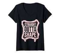 Mujer Straight Outta Shape Funny Gym Workout Pilates Mujeres Niñas Camiseta Cuello V
