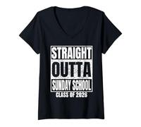 Mujer Straight Outta Sunday School Graduate Class 2026 Graduation Camiseta Cuello V