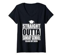Mujer Straight Outta Sunday School Graduation Class 2026 Graduate Camiseta Cuello V