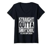 Mujer Straight Outta Sunday School Graduation Class 2026 School Camiseta Cuello V