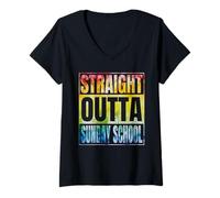 Mujer Straight Outta Sunday School Tee Graduation Class Of 2025 Camiseta Cuello V
