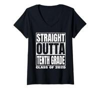 Mujer Straight Outta Tenth Grade Graduate Class Of 2025 10th Grade Camiseta Cuello V