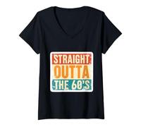 Mujer Straight Outta The 60, nacido en la década de 1960, cumpleaños, retro, vintage Camiseta Cuello V