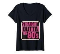 Mujer Straight Outta The 80's 1980's Born Womens Birthday Girls Camiseta Cuello V