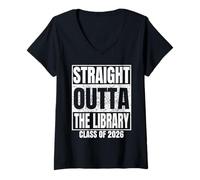 Mujer Straight Outta The Library Graduate Class 2026 Graduation Camiseta Cuello V