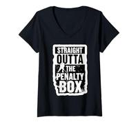 Mujer Straight Outta The Penalty Box - Portero de hockey sobre hielo Camiseta Cuello V