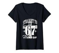 Mujer Straigt To 67 Heaven Meme Gen Alpha Slang Disfraz de Halloween Camiseta Cuello V
