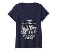Mujer Stranger Things Beam Me Up Camiseta Cuello V