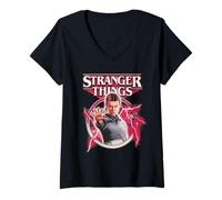 Mujer Stranger Things Eleven Lightning Poster Camiseta Cuello V
