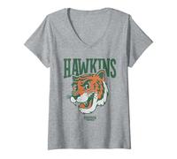 Mujer Stranger Things Hawkins High Tiger Mascot Camiseta Cuello V