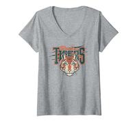 Mujer Stranger Things Hawkins Tigers Scratch Camiseta Cuello V