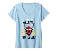 Mujer Stranger Things Hellfire Christmas Oficialmente Autorizado Camiseta Cuello V