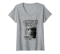 Mujer Stranger Things Newspaper Vecna Camiseta Cuello V