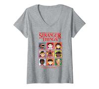 Mujer Stranger Things Pixel Group Select Character Camiseta Cuello V