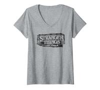 Mujer Stranger Things Punk Logo Camiseta Cuello V