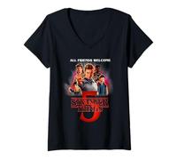 Mujer Stranger Things Season Five Poster Camiseta Cuello V
