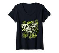 Mujer Stranger Things Tales from '85 Graffiti Glow Camiseta Cuello V