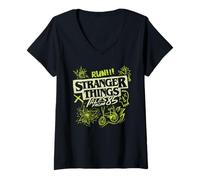 Mujer Stranger Things Tales from '85 Graffiti Glow Camiseta Cuello V