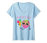 Mujer Strawberry Berry Cool Summer Icecream Camiseta Cuello V