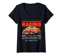 Mujer Street Racing JDM Legend Skyline Coche Drift Japón Estilo Camiseta Cuello V