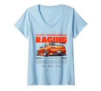 Mujer Street Racing JDM Legend Skyline Coche Drift Japón Estilo Camiseta Cuello V