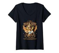 Mujer Streetwear El lado oscuro del dinero - Estética urbana audaz Camiseta Cuello V