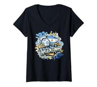 Mujer Streetwear Urbano Argentino Y2K Art Bandera Nacional Argentina Camiseta Cuello V
