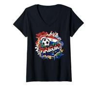 Mujer Streetwear Urbano paraguayo Y2K Art Bandera Nacional Paraguay Camiseta Cuello V