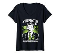 Mujer Strength In Hope Green Ribbon Mental Health Awareness Camiseta Cuello V