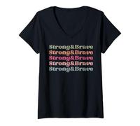 Mujer Strong & Brave Men Women Favorite Adjetives Funny Sassy Fun Camiseta Cuello V