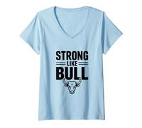Mujer Strong Like Bull Gimnasio Motivacional Fitness Humor Camiseta Cuello V