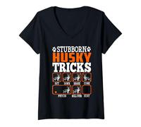 Mujer Stubborn Siberian Husky Dog Tricks Funny Dogs Lover Camiseta Cuello V