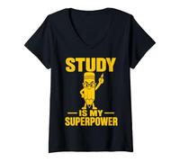 Mujer Studious Pencil Learning Strength Student Design Camiseta Cuello V