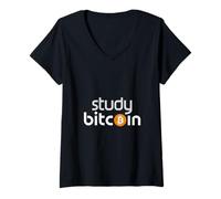 Mujer Study Bitcoin Comerciante de blockchain de criptomonedas |- Camiseta Cuello V